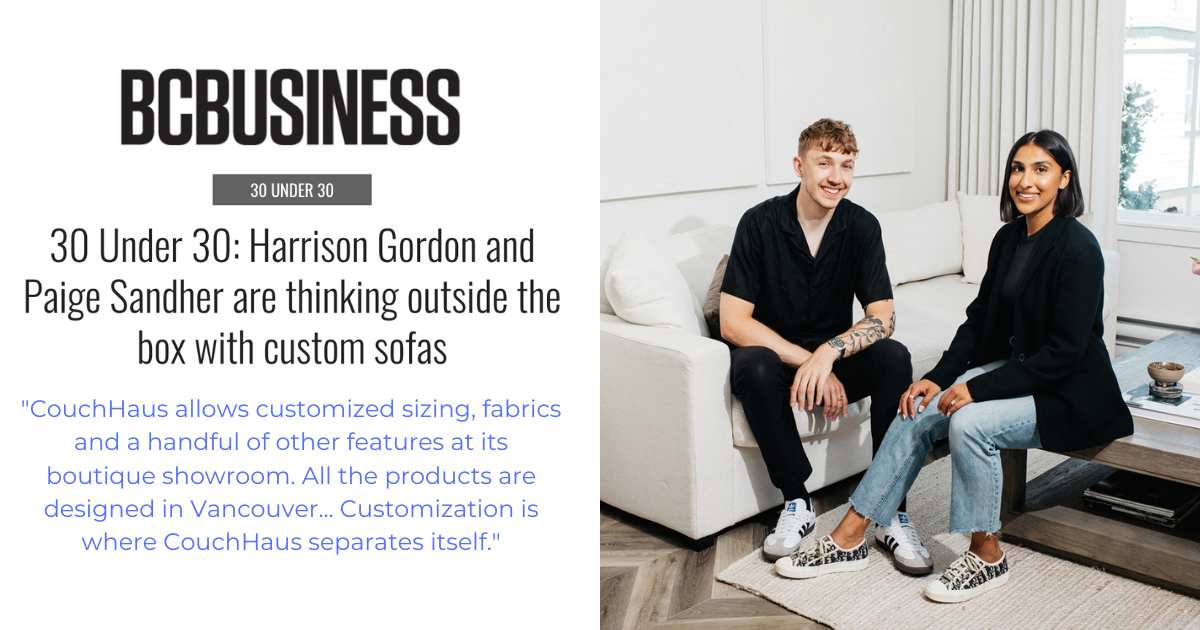 30 Under 30: Harrison Gordon and Paige Sandher, custom sofa founders | Couch Haus