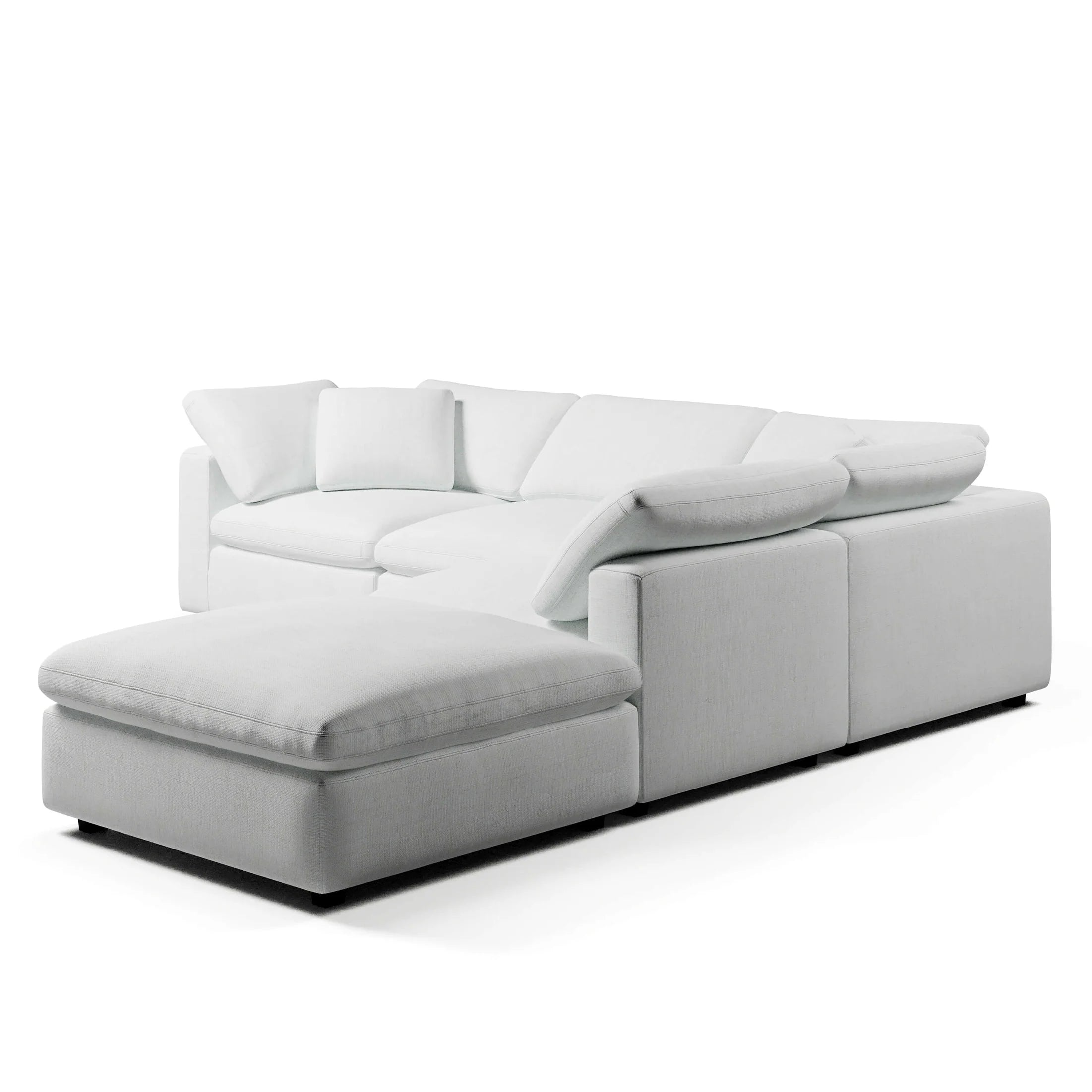 CouchHaus | Comfy Four-Seater & Ottoman L-Sectional | Modular Sofas & Couches