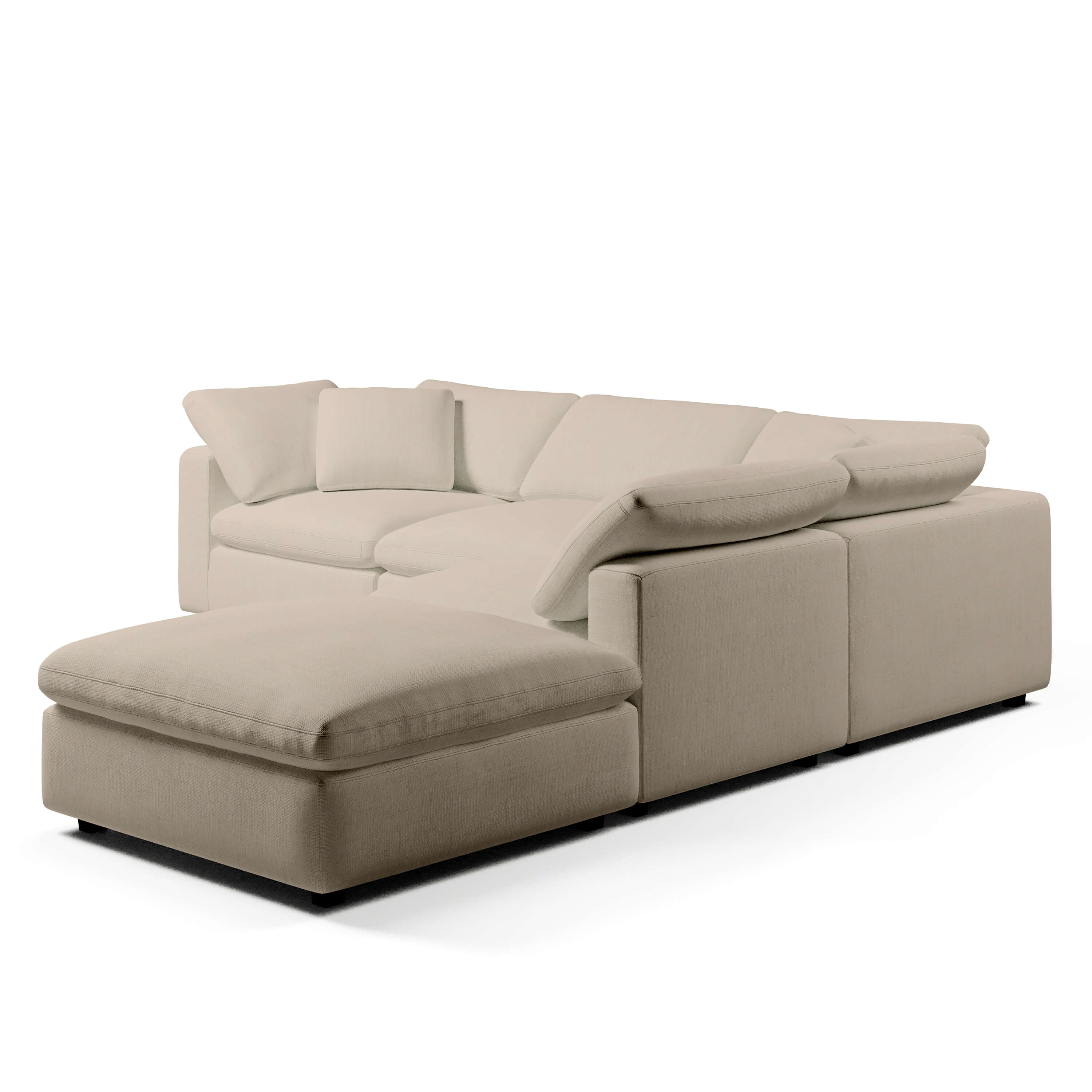 Comfy Modular Sofa - 4-Seater L-Sectional & Ottoman