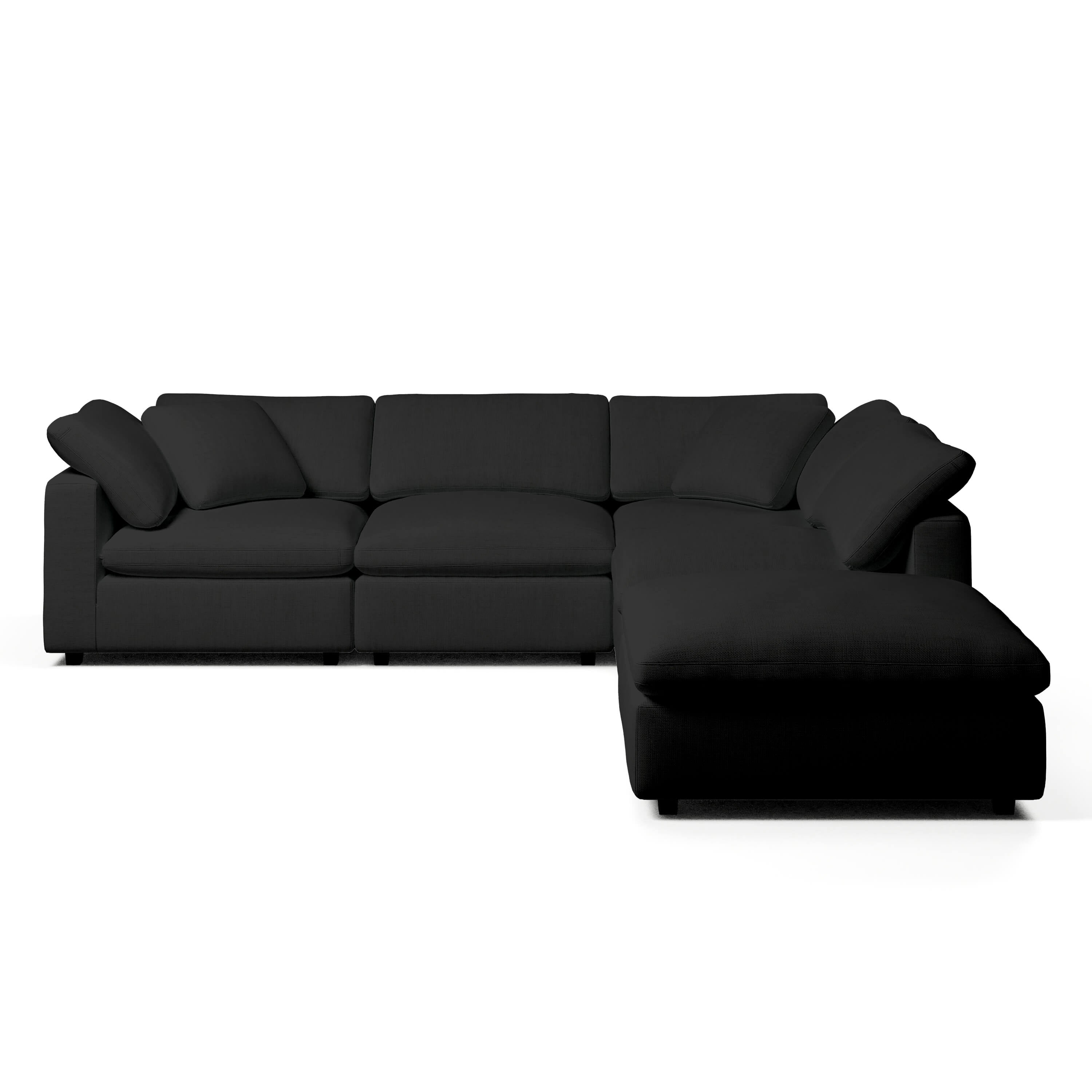 Comfy Modular Sofa - 4-Seater L-Sectional & Ottoman