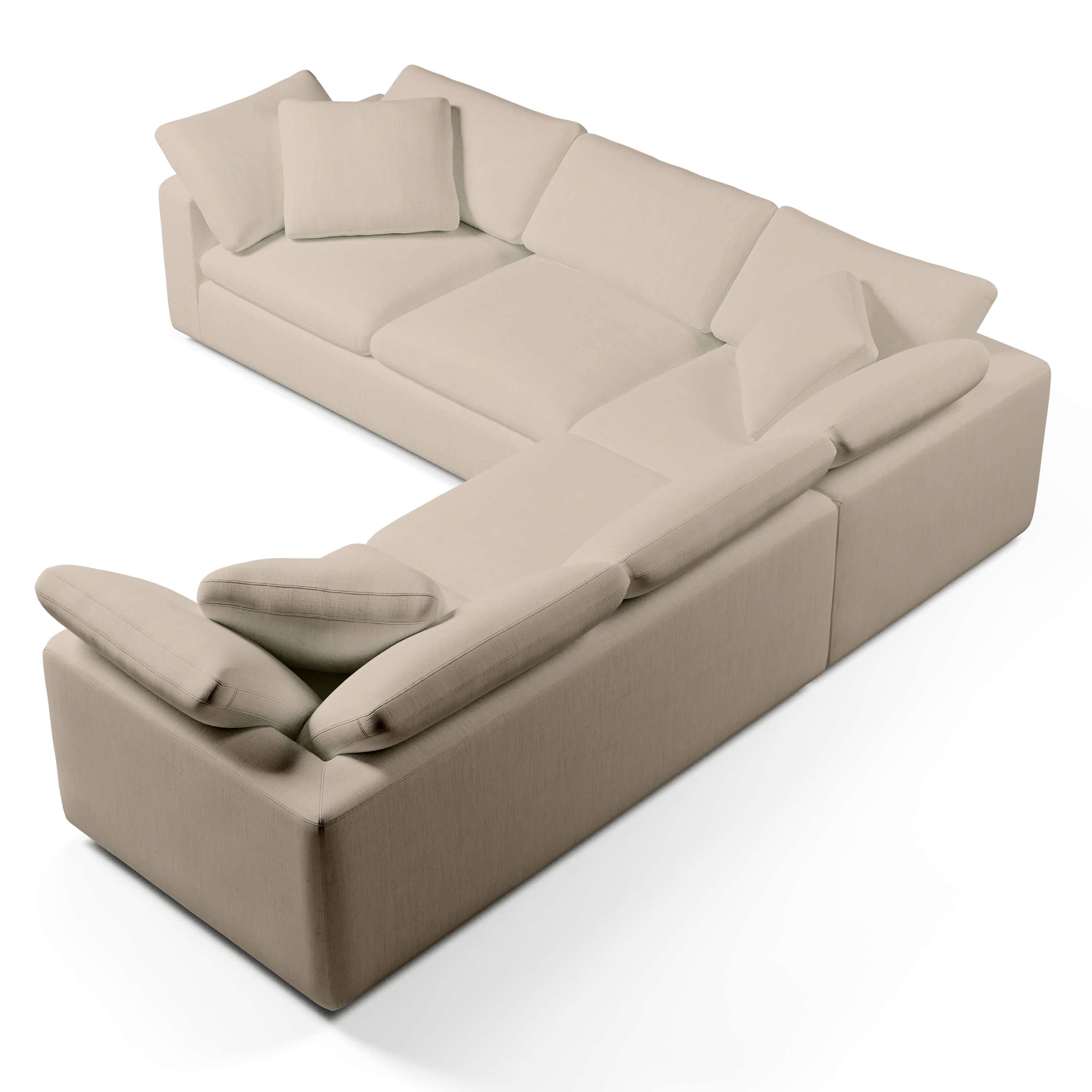 Comfy Modular Sofa - 5-Seater Bench-Seat L-Sectional