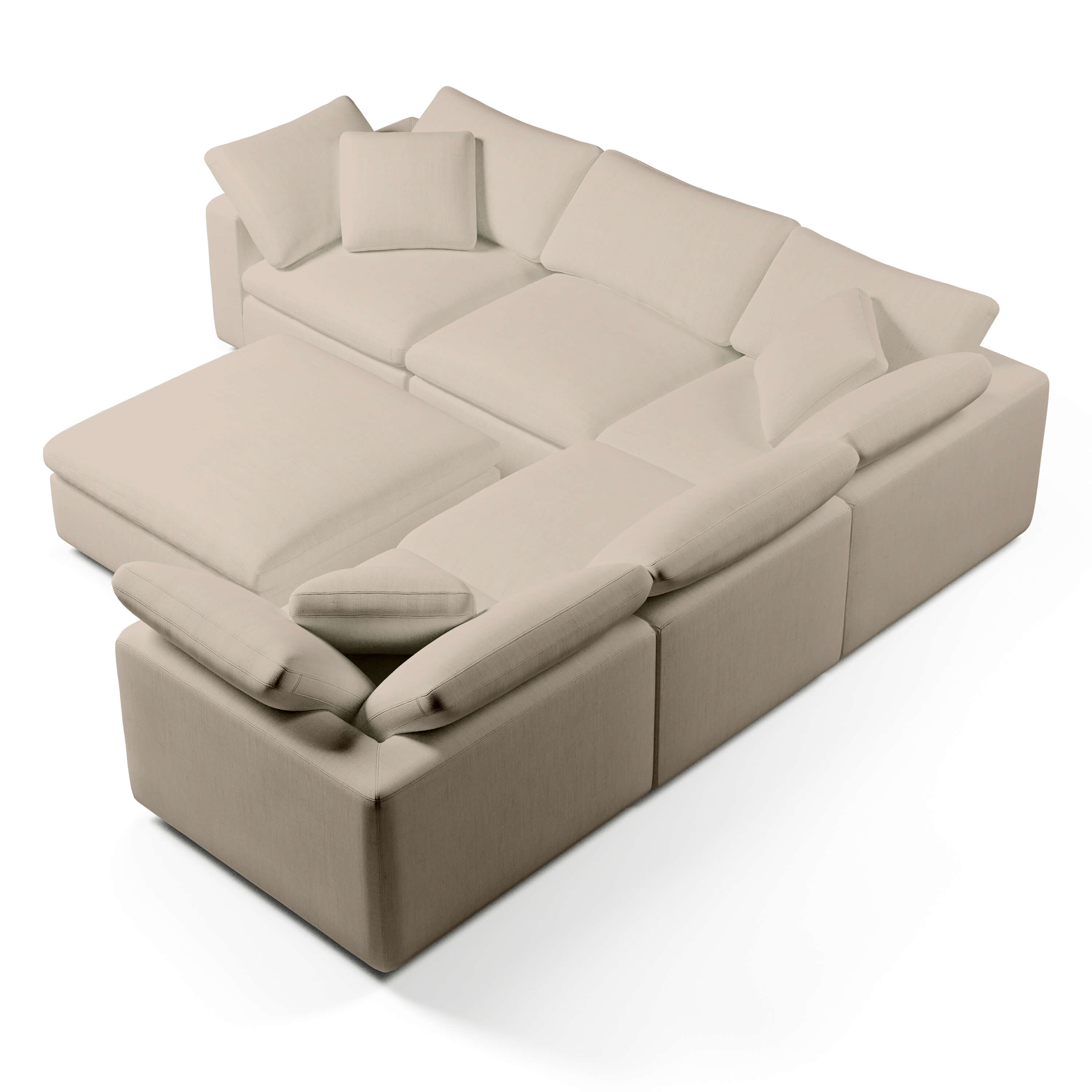 Comfy Modular Sofa - 5-Seater & Ottoman