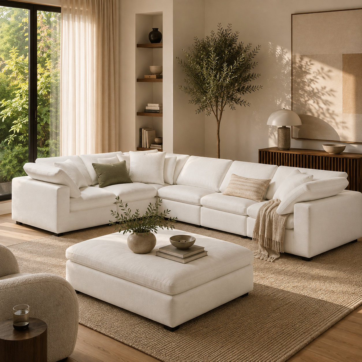 Comfy 6-Seater L-Sectional with Ottoman