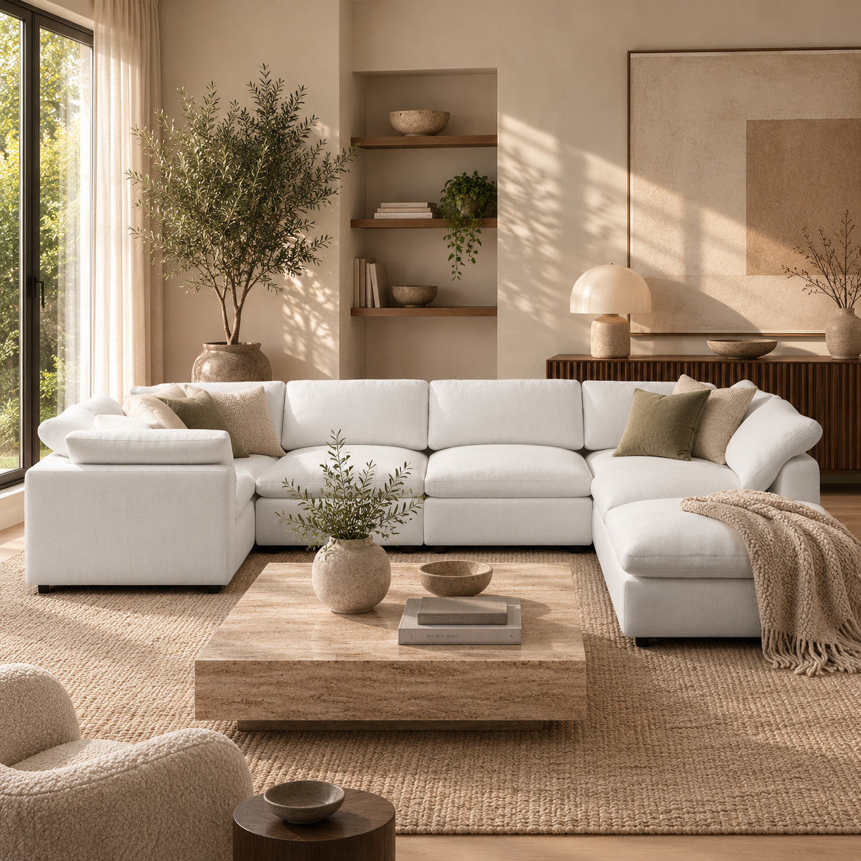 Comfy 6-Seater & Ottoman U-Sectional