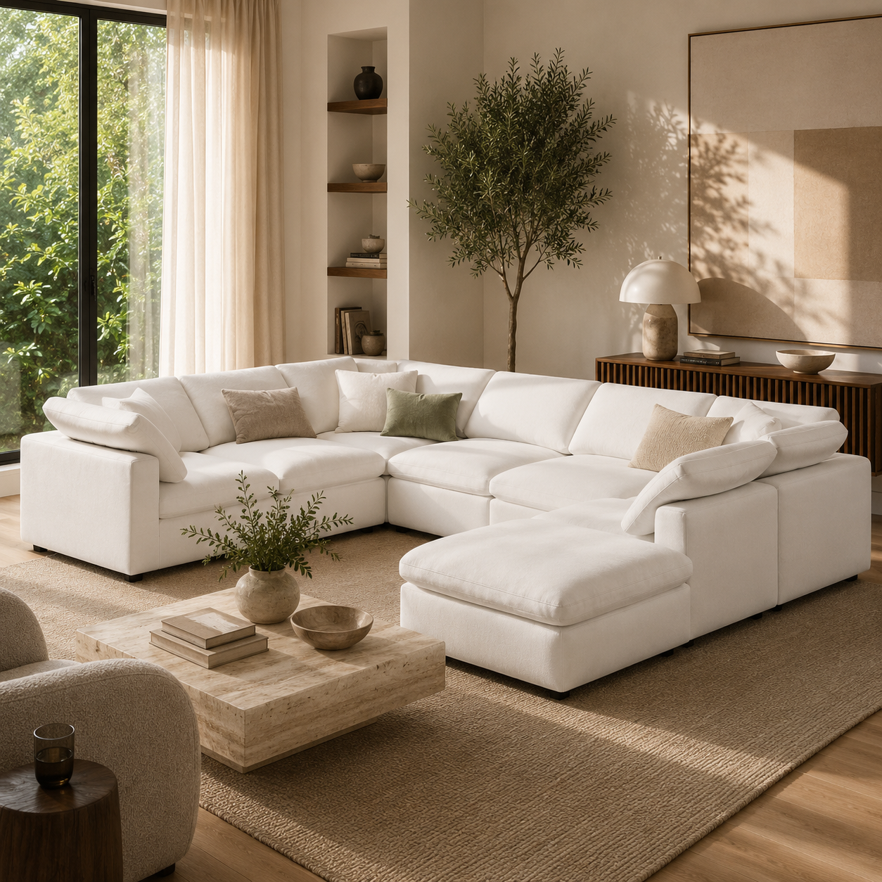 Comfy 7-Seater & Ottoman U-Sectional